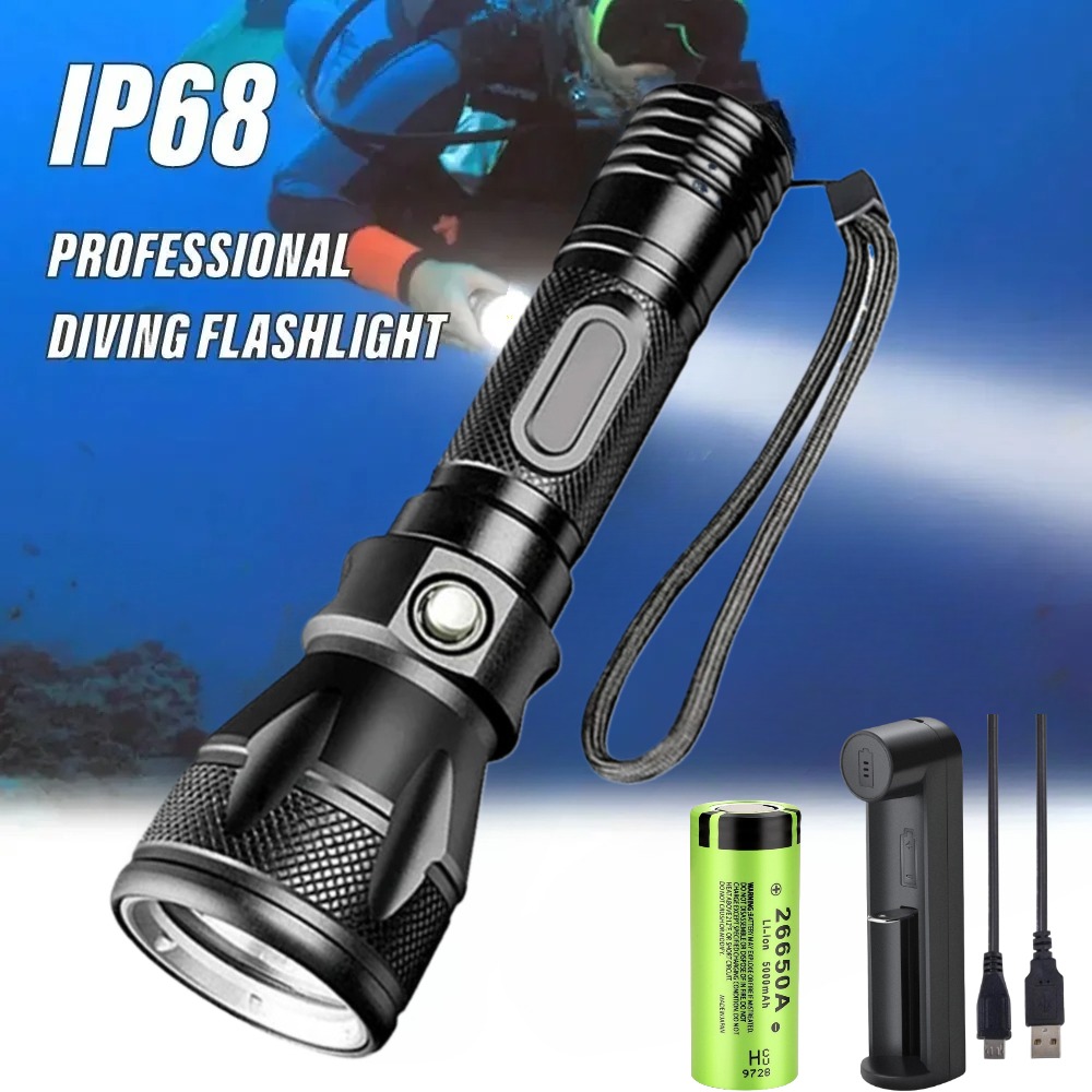 Underwater Flashlight - مصباح غوص احترافي LED، كشاف غوص