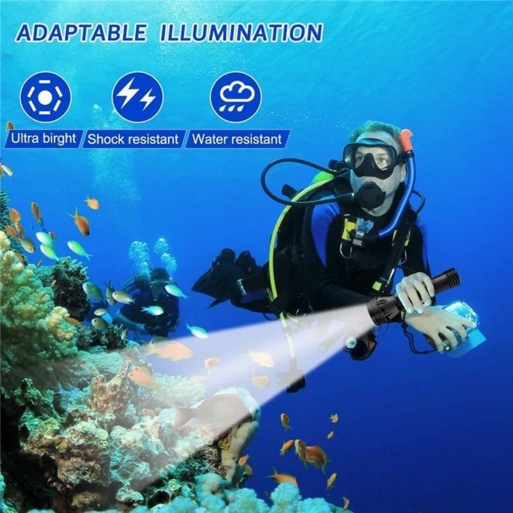 مصباح غوص احترافي LED، كشاف غو - مراجعة Underwater Flashlight وسعره
