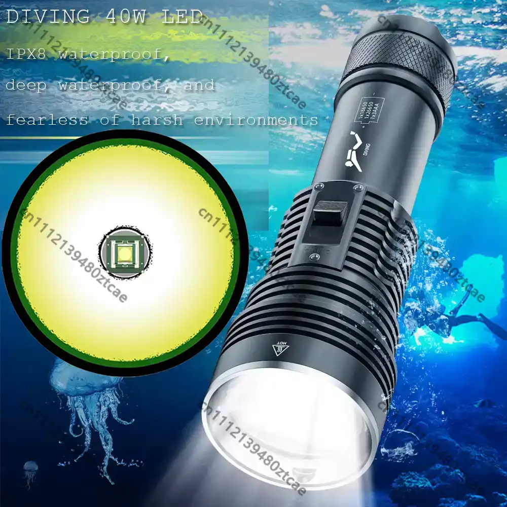 مصباح يدوي ليزر أبيض عالي القو - مراجعة Underwater Flashlight وسعره